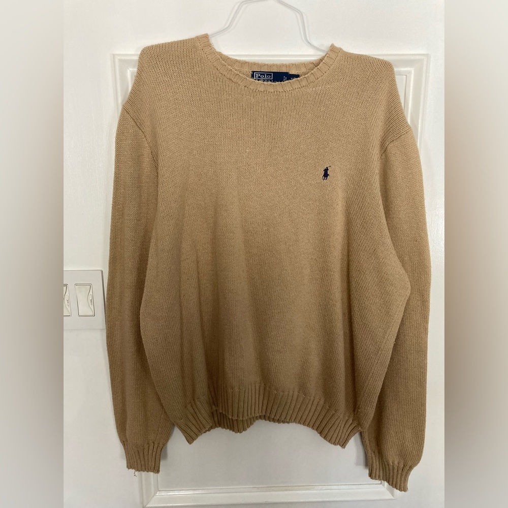 Polo by Ralph Lauren Tan Knit Sweater  - 90s